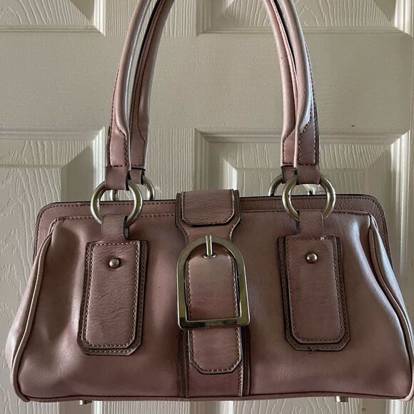 Belle Rose leather faded mauve satchel with silver stone hardwares - Picture 1 of 15